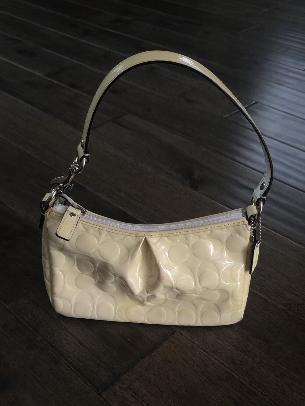 Coach Butter Yellow Signature Embossed Shoulder Mini Bag